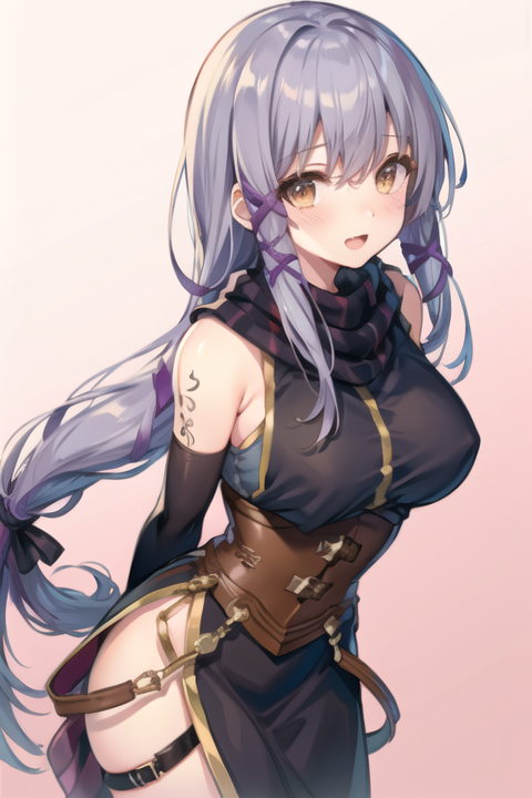 00077-2099657822-masterpiece, best quality, clair lasbard, long ponytail, hair ribbon, striped scarf, black dress, corset, belt, fingerless glove.png